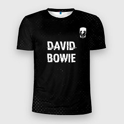 Футболка спортивная мужская David Bowie glitch на темном фоне посередине, цвет: 3D-принт
