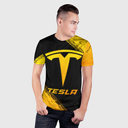 Футболка спортивная мужская Tesla - gold gradient, цвет: 3D-принт — фото 2