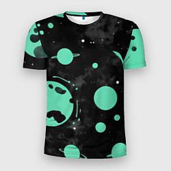 Мужская спорт-футболка Чёрно-мятный космос от нейросети