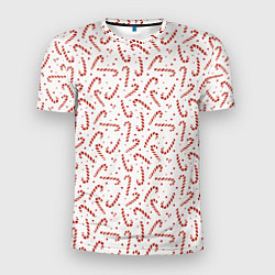 Мужская спорт-футболка Caramel cane new years pattern
