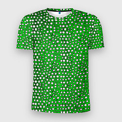 Мужская спорт-футболка Белые пузырьки на зелёном фоне
