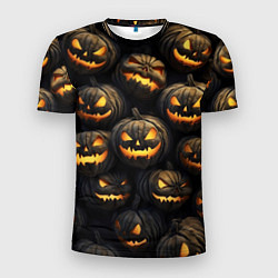 Мужская спорт-футболка Зловещие хэллоуинские тыквы