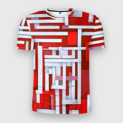 Мужская спорт-футболка Полосы на красном фоне
