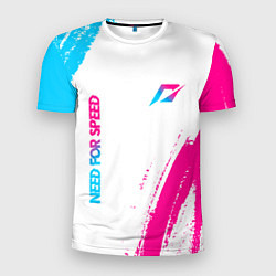 Мужская спорт-футболка Need for Speed neon gradient style вертикально