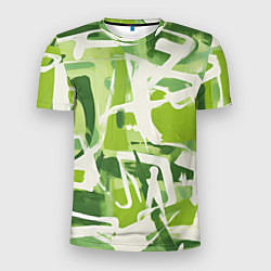 Футболка спортивная мужская Белая и зеленая краска, цвет: 3D-принт