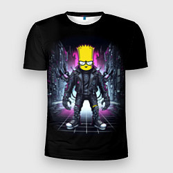 Футболка спортивная мужская Cool Bart Simpson - cyberpunk - ai art, цвет: 3D-принт