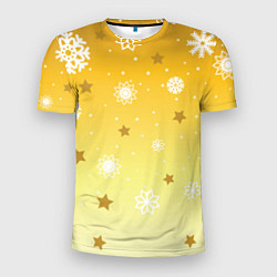 Мужская спорт-футболка Снежинки и звезды на желтом