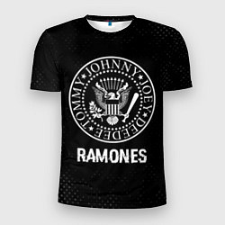 Футболка спортивная мужская Ramones glitch на темном фоне, цвет: 3D-принт