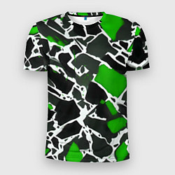 Мужская спорт-футболка Кляксы чёрные и зелёные