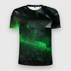 Мужская спорт-футболка Трехмерность зеленой фигуры
