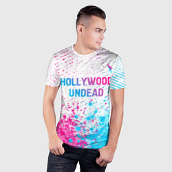 Футболка спортивная мужская Hollywood Undead neon gradient style посередине, цвет: 3D-принт — фото 2