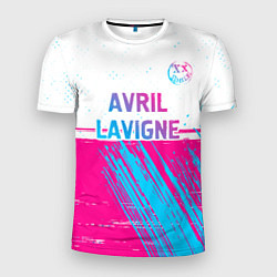 Мужская спорт-футболка Avril Lavigne neon gradient style посередине