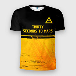 Футболка спортивная мужская Thirty Seconds to Mars - gold gradient посередине, цвет: 3D-принт