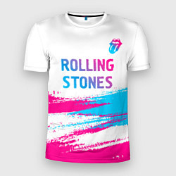 Футболка спортивная мужская Rolling Stones neon gradient style посередине, цвет: 3D-принт