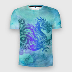 Мужская спорт-футболка Бирюзовый дракон узор