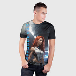 Футболка спортивная мужская Девушка в каюте космического корабля, цвет: 3D-принт — фото 2