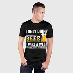 Футболка спортивная мужская I only drink beer 3 days a week, цвет: 3D-принт — фото 2