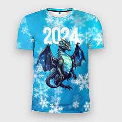 Футболка спортивная мужская 2024 синий дракон, цвет: 3D-принт