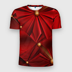 Мужская спорт-футболка Красный материал со складками