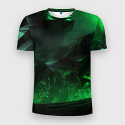 Мужская спорт-футболка Геометрическая текстурная зеленая абстракция