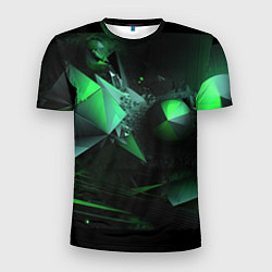 Футболка спортивная мужская Геометрическая текстурная зеленая абстракция, цвет: 3D-принт
