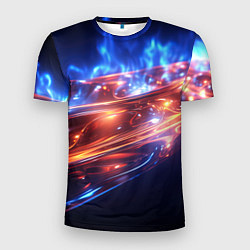 Футболка спортивная мужская Оранжевая полоса в движении, цвет: 3D-принт