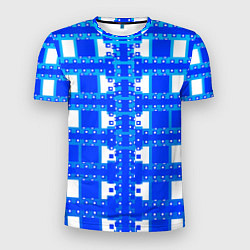 Мужская спорт-футболка Синие и белые квадраты