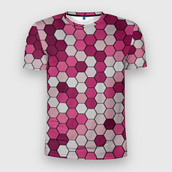 Мужская спорт-футболка Камуфляж гексагон розовый