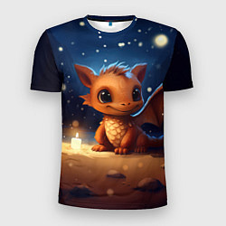 Футболка спортивная мужская Милый дракончик под снегом, цвет: 3D-принт