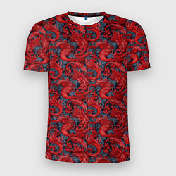 Мужская спорт-футболка Красные драконы паттерн