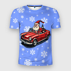 Футболка спортивная мужская Дед Мороз едет на машине, цвет: 3D-принт