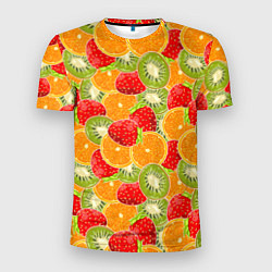 Мужская спорт-футболка Сочные фрукты и ягоды