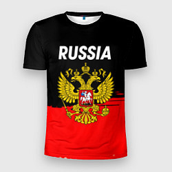 Футболка спортивная мужская Россия герб краски абстракция, цвет: 3D-принт