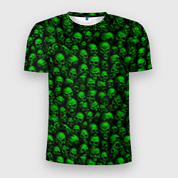 Футболка спортивная мужская Зеленые черепа, цвет: 3D-принт