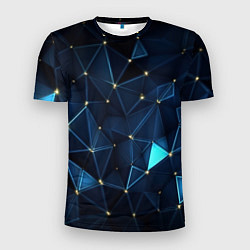 Мужская спорт-футболка Синие осколки из мелких абстрактных частиц калейдо