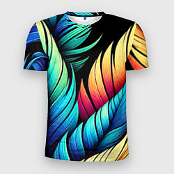 Мужская спорт-футболка Color feathers - neon