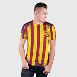 Футболка спортивная мужская Полосатые цвета футбольного клуба Барселона, цвет: 3D-принт — фото 2