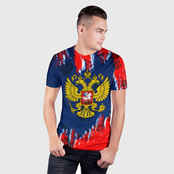 Футболка спортивная мужская Россия краски герб, цвет: 3D-принт — фото 2