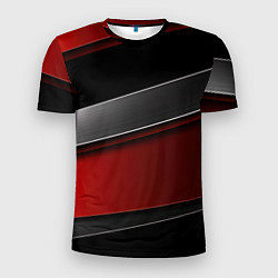 Мужская спорт-футболка Красный серый и черный