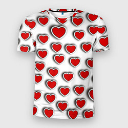 Мужская спорт-футболка Стикеры наклейки сердечки объемные