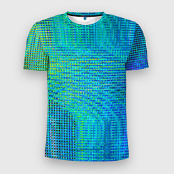 Мужская спорт-футболка Синусоидные волны из квадратиков