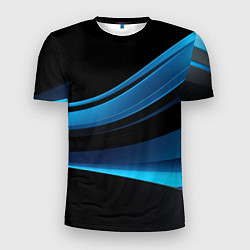 Мужская спорт-футболка Черная и синяя геометрическая абстракция