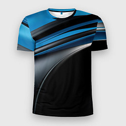 Мужская спорт-футболка Синяя и черная абстракция геометрическая