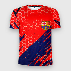 Футболка спортивная мужская Барселона спорт краски текстура, цвет: 3D-принт