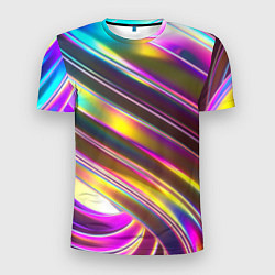 Мужская спорт-футболка Неоновый скрученный металл разноцветный