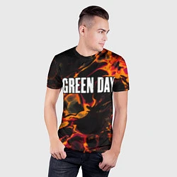 Футболка спортивная мужская Green Day red lava, цвет: 3D-принт — фото 2