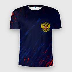 Мужская спорт-футболка Россия краски текстура