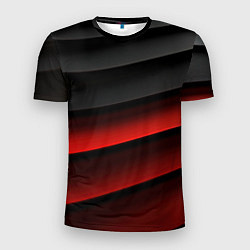 Футболка спортивная мужская Черно-красный объемный градиент, цвет: 3D-принт