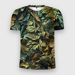 Мужская спорт-футболка Реалистичный камуфляж из листьев