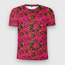 Мужская спорт-футболка Взаимосвязанные листочки, розового жёлтого и синег